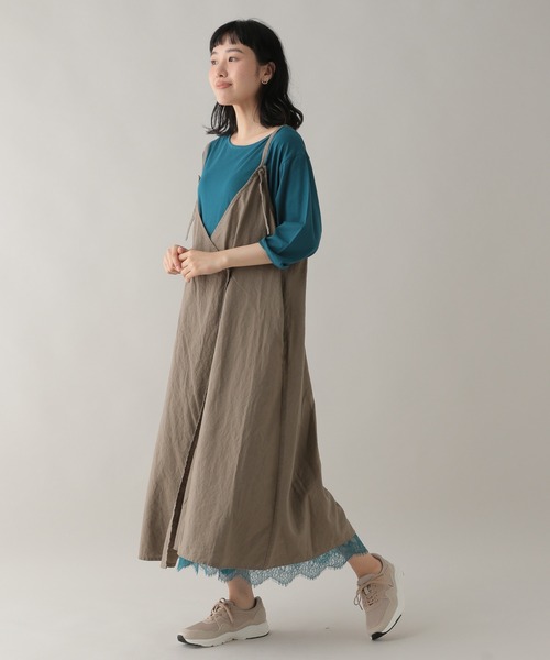 studio CLIP（スタディオクリップ）の「《Natural by studio CLIP》リネンコットン2WAYキャミワンピース（ワンピース・レディース・ベージュ/グリーン・FREE）」の5枚目の写真