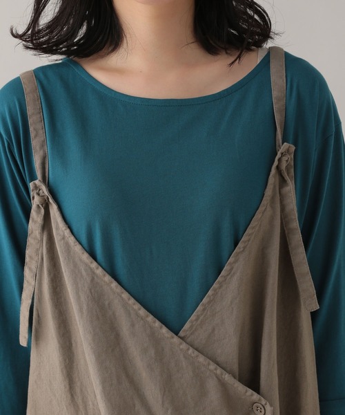 studio CLIP（スタディオクリップ）の「《Natural by studio CLIP》リネンコットン2WAYキャミワンピース（ワンピース・レディース・ベージュ/グリーン・FREE）」の3枚目の写真