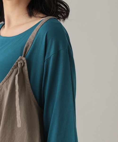studio CLIP（スタディオクリップ）の「《Natural by studio CLIP》リネンコットン2WAYキャミワンピース（ワンピース・レディース・ベージュ/グリーン・FREE）」の4枚目の写真