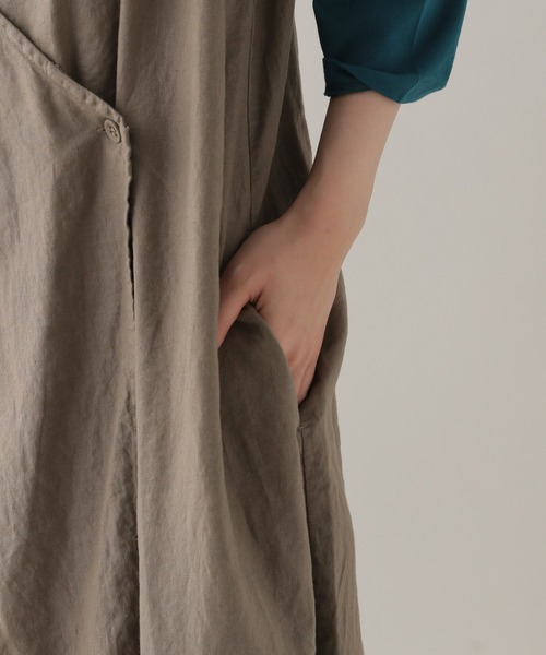 studio CLIP（スタディオクリップ）の「《Natural by studio CLIP》リネンコットン2WAYキャミワンピース（ワンピース・レディース・ベージュ/グリーン・FREE）」の6枚目の写真