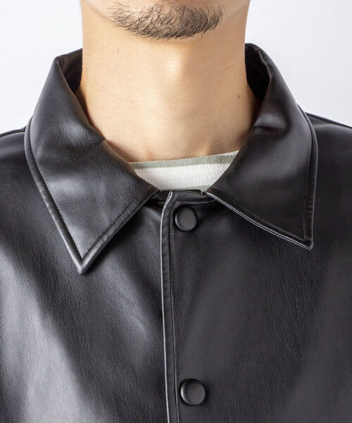 NOLLEY'S goodman（ノーリーズグッドマン）の「【WORK ABOUT/ワークアバウト】CREW JACKET フェイクレザー コーチジャケット（ライダースジャケット・メンズ・ブラック/グレー・S/M/L）」の11枚目の写真