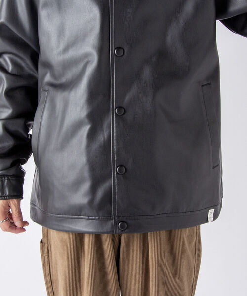 NOLLEY'S goodman（ノーリーズグッドマン）の「【WORK ABOUT/ワークアバウト】CREW JACKET フェイクレザー コーチジャケット（ライダースジャケット・メンズ・ブラック/グレー・S/M/L）」の8枚目の写真