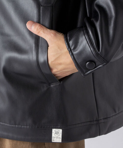 NOLLEY'S goodman（ノーリーズグッドマン）の「【WORK ABOUT/ワークアバウト】CREW JACKET フェイクレザー コーチジャケット（ライダースジャケット・メンズ・ブラック/グレー・S/M/L）」の14枚目の写真