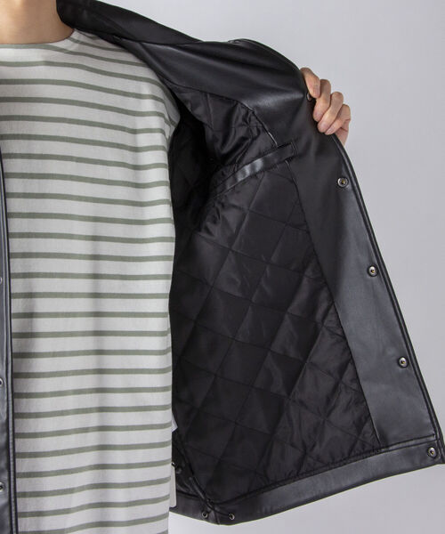 NOLLEY'S goodman（ノーリーズグッドマン）の「【WORK ABOUT/ワークアバウト】CREW JACKET フェイクレザー コーチジャケット（ライダースジャケット・メンズ・ブラック/グレー・S/M/L）」の13枚目の写真