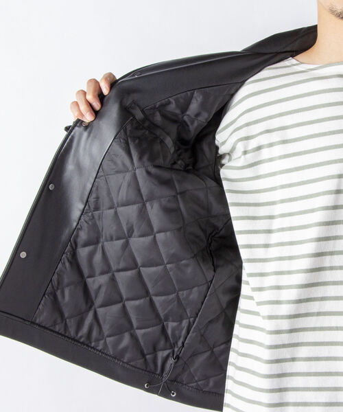 NOLLEY'S goodman（ノーリーズグッドマン）の「【WORK ABOUT/ワークアバウト】CREW JACKET フェイクレザー コーチジャケット（ライダースジャケット・メンズ・ブラック/グレー・S/M/L）」の7枚目の写真
