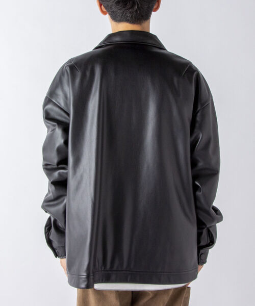 NOLLEY'S goodman（ノーリーズグッドマン）の「【WORK ABOUT/ワークアバウト】CREW JACKET フェイクレザー コーチジャケット（ライダースジャケット・メンズ・ブラック/グレー・S/M/L）」の10枚目の写真