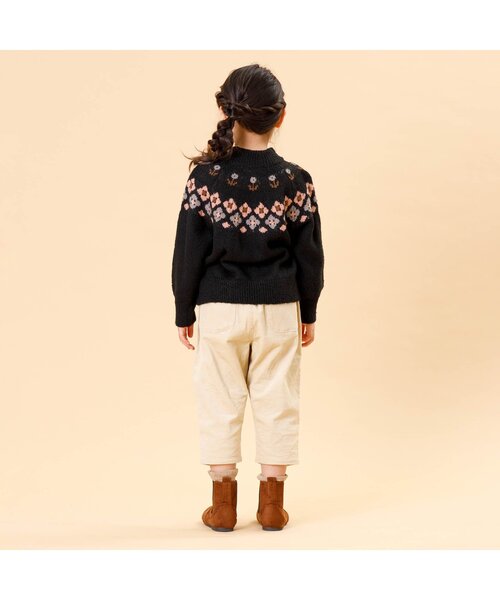 Seraph（セラフ）の「/クラフト風フェアアイル柄フラワーセーター（ニット/セーター・キッズ・オフホワイト/ブラック・100/90/130/140/95/80/120/110）」の8枚目の写真