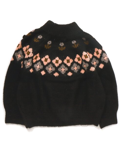 Seraph（セラフ）の「/クラフト風フェアアイル柄フラワーセーター（ニット/セーター・キッズ・オフホワイト/ブラック・100/90/130/140/95/80/120/110）」の7枚目の写真