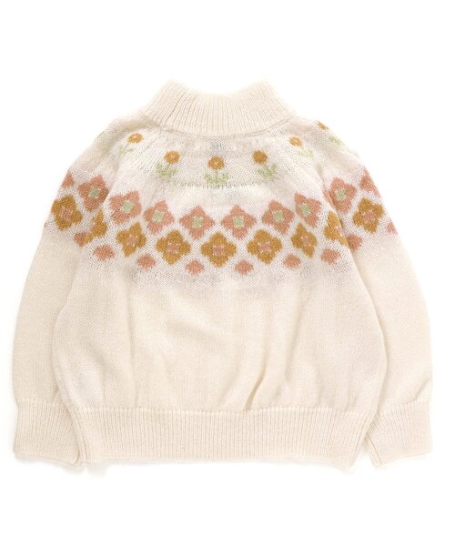 Seraph（セラフ）の「/クラフト風フェアアイル柄フラワーセーター（ニット/セーター・キッズ・オフホワイト/ブラック・100/90/130/140/95/80/120/110）」の4枚目の写真