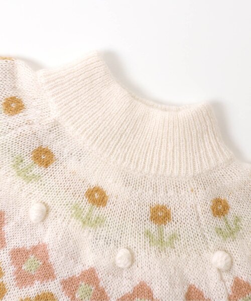 Seraph（セラフ）の「/クラフト風フェアアイル柄フラワーセーター（ニット/セーター・キッズ・オフホワイト/ブラック・100/90/130/140/95/80/120/110）」の3枚目の写真