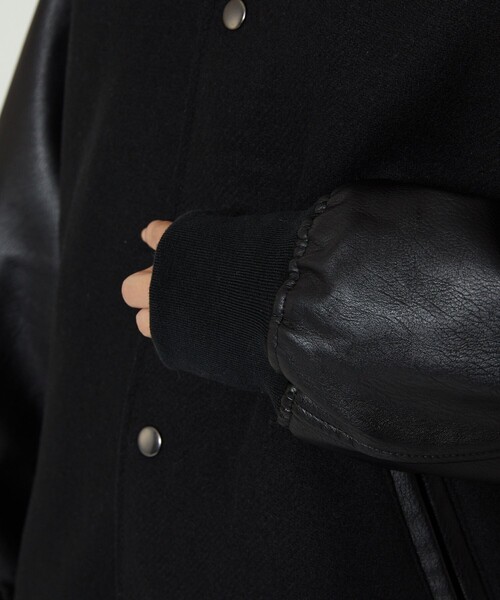 FREAK'S STORE スタジャン ウール レザー ブラック FREAK'S STORE（フリークスストア）の「フェイクレザースタジャン