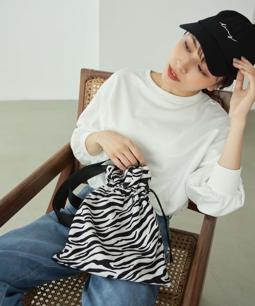 Edit Sheen（エディットシーン）の「巾着ゼブラトートバッグ（トートバッグ・レディース・ブラック・FREE）」の8枚目の写真