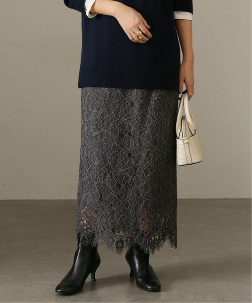 La TOTALITE（ラトータリテ）の「《追加》パネルレース タイトスカート◆（スカート・レディース・グレー/ベージュ・38/36）」の7枚目の写真