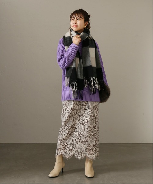 La TOTALITE（ラトータリテ）の「《追加》パネルレース タイトスカート◆（スカート・レディース・グレー/ベージュ・38/36）」の15枚目の写真