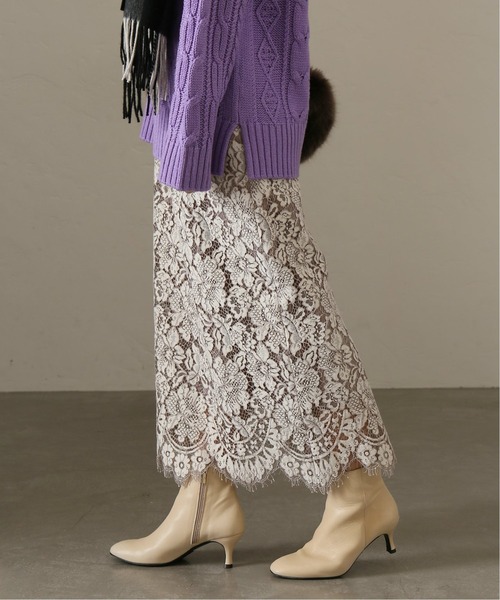 La TOTALITE（ラトータリテ）の「《追加》パネルレース タイトスカート◆（スカート・レディース・グレー/ベージュ・38/36）」の17枚目の写真