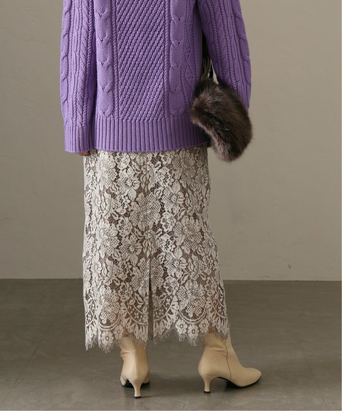 La TOTALITE（ラトータリテ）の「《追加》パネルレース タイトスカート◆（スカート・レディース・グレー/ベージュ・38/36）」の18枚目の写真