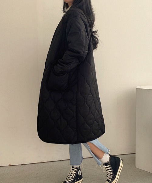 Doula Doula(ドゥーラドゥーラ)の「ノーカラーキルティングコート(ダウンジャケット/コート・レディース・ベージュ/カーキ/ブラック・FREE)」の10枚目の写真