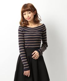 Heather | ボーダーオフショルニットプルオーバー2　558003(ニット/セーター)