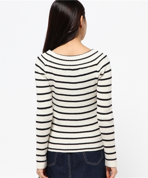 Heather（ヘザー）の「ボーダーオフショルニットプルオーバー2　558003（ニット/セーター・レディース・ホワイト×ブラック/グリーン系その他/ブルー系その他・FREE）」の6枚目の写真