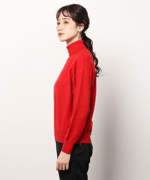 Munich（ミューニック）の「Munich(ミューニック) コットンウールソフトジャージー　タートルネックサイドジッププルオーバー（ニット/セーター・レディース・グレー/レッド・FREE）」の3枚目の写真