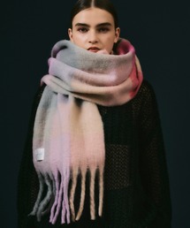 ボリュームフリンジブロックチェックマフラー/ボリュームフリンジマフラー