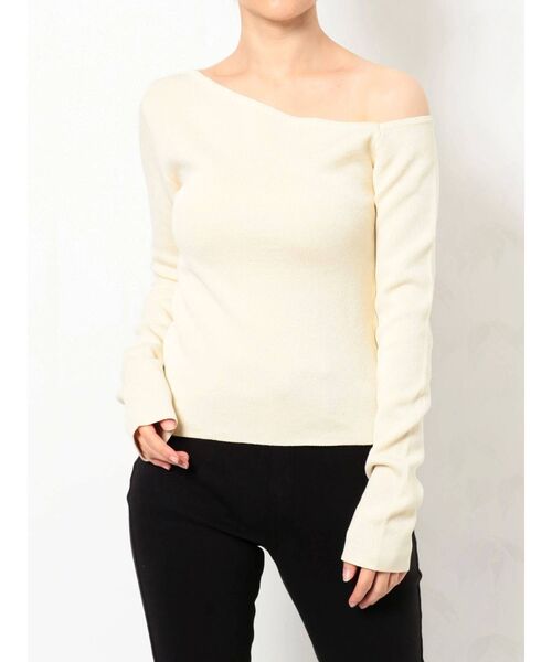 MURUA（ムルーア）の「デコルテオープンニットトップス（ニット/セーター・レディース・アイボリー/ブラック/ベージュ/その他1・FREE）」の5枚目の写真