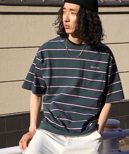 BEN DAVIS（ベンデイビス）の「【BEN DAVIS(ベンデイビス)】MULTI BORDER BIG TEE / マルチ ボーダー ビッグ Tシャツ（Tシャツ/カットソー・メンズ・イエロー/パープル系その他3/チャコール/ダークグリーン・X-LARGE/LARGE/MEDIUM）」の12枚目の写真