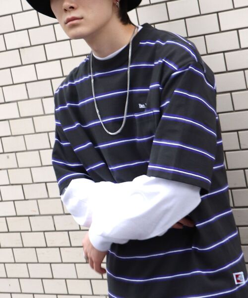 BEN DAVIS（ベンデイビス）の「【BEN DAVIS(ベンデイビス)】MULTI BORDER BIG TEE / マルチ ボーダー ビッグ Tシャツ（Tシャツ/カットソー・メンズ・イエロー/パープル系その他3/チャコール/ダークグリーン・X-LARGE/LARGE/MEDIUM）」の13枚目の写真