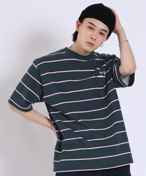 BEN DAVIS（ベンデイビス）の「【BEN DAVIS(ベンデイビス)】MULTI BORDER BIG TEE / マルチ ボーダー ビッグ Tシャツ（Tシャツ/カットソー・メンズ・イエロー/パープル系その他3/チャコール/ダークグリーン・X-LARGE/LARGE/MEDIUM）」の17枚目の写真