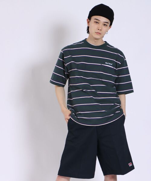 BEN DAVIS（ベンデイビス）の「【BEN DAVIS(ベンデイビス)】MULTI BORDER BIG TEE / マルチ ボーダー ビッグ Tシャツ（Tシャツ/カットソー・メンズ・イエロー/パープル系その他3/チャコール/ダークグリーン・X-LARGE/LARGE/MEDIUM）」の18枚目の写真