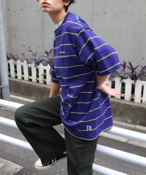 BEN DAVIS（ベンデイビス）の「【BEN DAVIS(ベンデイビス)】MULTI BORDER BIG TEE / マルチ ボーダー ビッグ Tシャツ（Tシャツ/カットソー・メンズ・イエロー/パープル系その他3/チャコール/ダークグリーン・X-LARGE/LARGE/MEDIUM）」の21枚目の写真