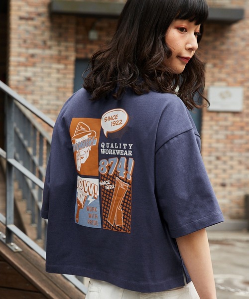 Dickies(ディッキーズ)の「Dickies/ディッキーズ ビックシルエットバックグラフィックプリントコットン半袖Tシャツ(Tシャツ/カットソー・レディース・ホワイト/ブラック/イエロー/オレンジ/ブルー/オートミール・M/L)」の4枚目の写真