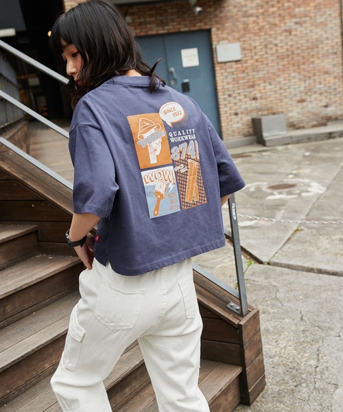 Dickies(ディッキーズ)の「Dickies/ディッキーズ ビックシルエットバックグラフィックプリントコットン半袖Tシャツ(Tシャツ/カットソー・レディース・ホワイト/ブラック/イエロー/オレンジ/ブルー/オートミール・M/L)」の20枚目の写真