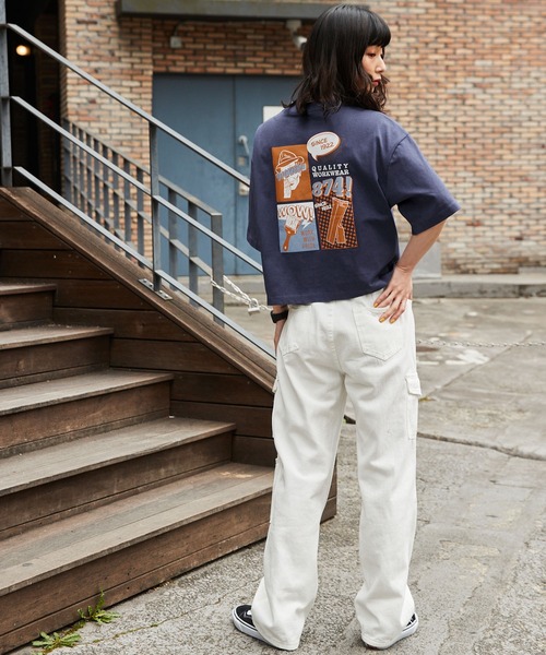 Dickies(ディッキーズ)の「Dickies/ディッキーズ ビックシルエットバックグラフィックプリントコットン半袖Tシャツ(Tシャツ/カットソー・レディース・ホワイト/ブラック/イエロー/オレンジ/ブルー/オートミール・M/L)」の22枚目の写真