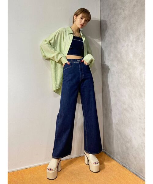 EMODA（エモダ）の「コンパクトデニムビスチェ（ベスト・レディース・ベージュ/インディゴブルー/ブルー・SMALL/MEDIUM）」の18枚目の写真