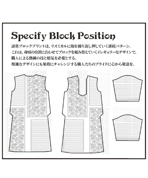 チャイハネ（チャイハネ）の「【チャイハネ】ブロックプリントワンピース（ワンピース・レディース・ホワイト/ベージュ/ネイビー・FREE）」の22枚目の写真