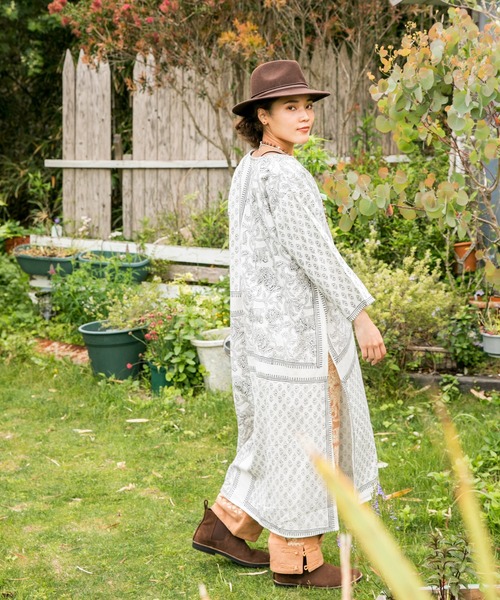 チャイハネ（チャイハネ）の「【チャイハネ】ブロックプリントワンピース（ワンピース・レディース・ホワイト/ベージュ/ネイビー・FREE）」の12枚目の写真