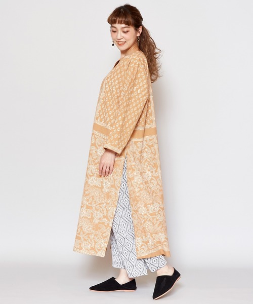 チャイハネ（チャイハネ）の「【チャイハネ】ブロックプリントワンピース（ワンピース・レディース・ホワイト/ベージュ/ネイビー・FREE）」の17枚目の写真