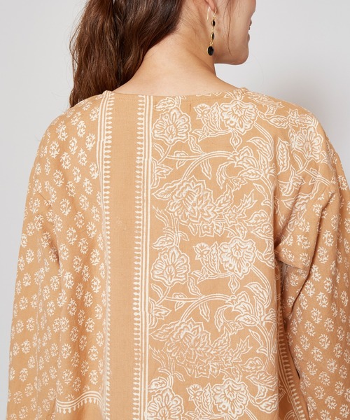 チャイハネ（チャイハネ）の「【チャイハネ】ブロックプリントワンピース（ワンピース・レディース・ホワイト/ベージュ/ネイビー・FREE）」の13枚目の写真