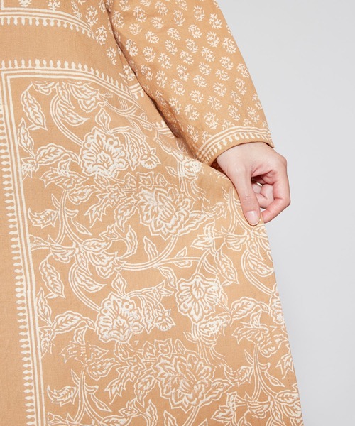 チャイハネ（チャイハネ）の「【チャイハネ】ブロックプリントワンピース（ワンピース・レディース・ホワイト/ベージュ/ネイビー・FREE）」の15枚目の写真