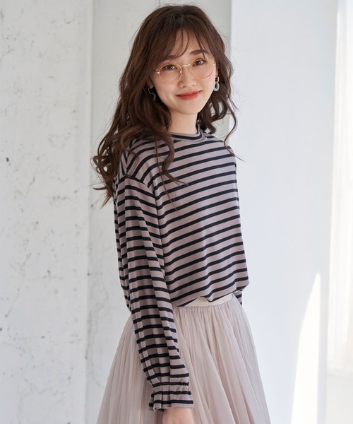 BELLUNA PLUS（ベルーナ）の「タックスリーブデザインプルオーバー（Tシャツ/カットソー・レディース・ブラック/グレー/アイボリー/ホワイト×ブラック・MEDIUM/LARGE/X-LARGE）」の12枚目の写真