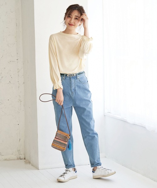 BELLUNA PLUS（ベルーナ）の「タックスリーブデザインプルオーバー（Tシャツ/カットソー・レディース・ブラック/グレー/アイボリー/ホワイト×ブラック・MEDIUM/LARGE/X-LARGE）」の19枚目の写真