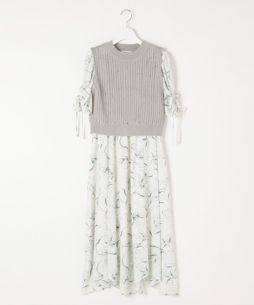 Feroux(フェルゥ)の「【2SET】透かしニットベスト×パフスリーブ ワンピース(セットアップ・レディース・ピンク系/イエロー系/グリーン系6/ブラック系6・1/2)」の19枚目の写真