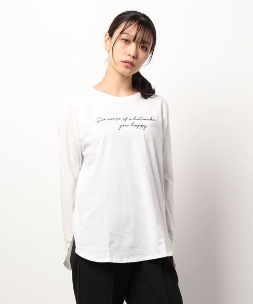 BELLUNA PLUS(ベルーナ)の「綿100%シルケット素材ロゴプルオーバー(Tシャツ/カットソー・レディース・ベージュ/ホワイト系その他/チャコール/ホワイト系その他2・MEDIUM/LARGE/X-LARGE)」の11枚目の写真