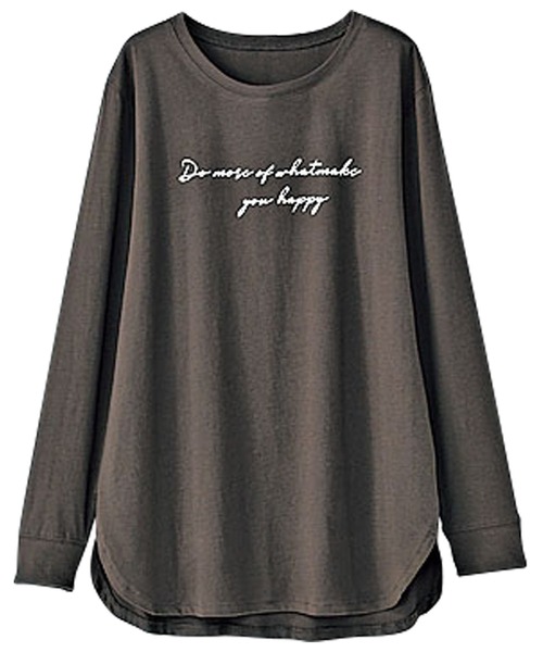 BELLUNA PLUS(ベルーナ)の「綿100%シルケット素材ロゴプルオーバー(Tシャツ/カットソー・レディース・ベージュ/ホワイト系その他/チャコール/ホワイト系その他2・MEDIUM/LARGE/X-LARGE)」の5枚目の写真