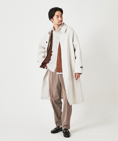 EDIFICE（エディフィス）の「和紙 / コットン オーバーサイズ バルカラー コート（ステンカラーコート・メンズ・ライトグレー/カーキ/コバルトブルー・MEDIUM/LARGE）」の7枚目の写真