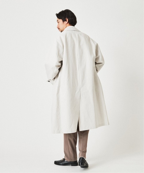 EDIFICE（エディフィス）の「和紙 / コットン オーバーサイズ バルカラー コート（ステンカラーコート・メンズ・ライトグレー/カーキ/コバルトブルー・MEDIUM/LARGE）」の9枚目の写真