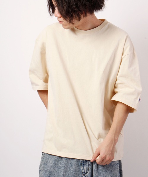 JEMORGAN(ジェーイーモーガン)の「JEMORGAN 天竺袖ワッペン付き半袖ビッグT(Tシャツ/カットソー・メンズ・ベージュ/ピンク/ネイビー/オフホワイト/ライトグレー/グリーン/ブラック/シルバーグレー/サーモンピンク/ベージュ系その他/カーキ・L/M/XL)」の5枚目の写真