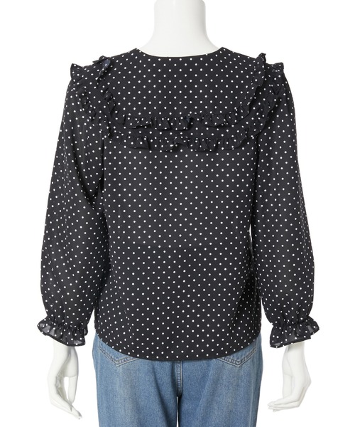 【全2色】ドットフリルブラウス　アイボリー スカイ【dot-h25050701top】( mja )(250519) ドットフリルネック2WAYブラウス◇｜シップスの通販｜&mall