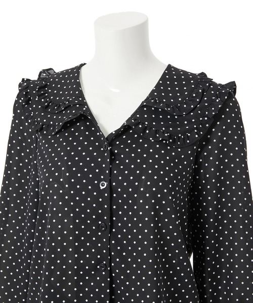 Edit Sheen（エディットシーン）の「二段フリルカラードットブラウス（シャツ/ブラウス・レディース・ブラック/アイボリー・M）」の14枚目の写真